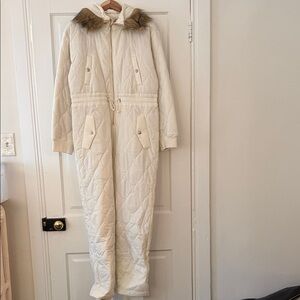 J. Crew Cream Ski & Snow Jacket with Fur Trim
